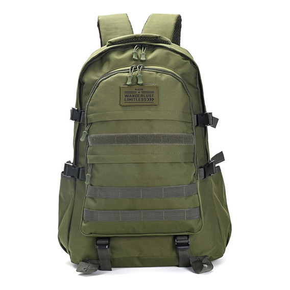 Mochila Tactica Militar Camping Asalto Trekking 50 Litros Color Verde Militar Liso