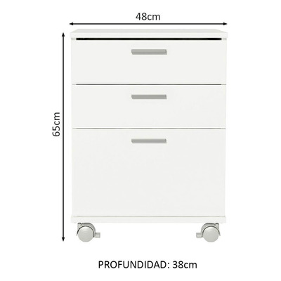 Cajonera Para Oficina Madesa 3322 Con 3 Cajones Y Ruedas