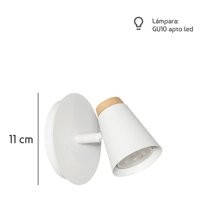 Aplique 1 Luz Eleanor Blanco Con Madera Moderno Apto Led Mks