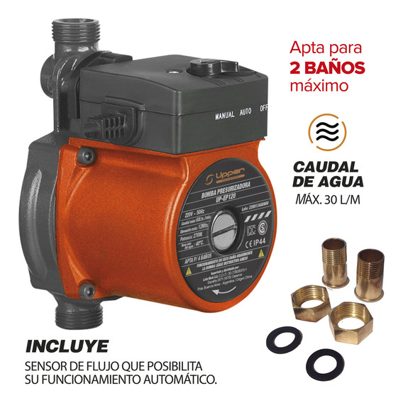 Bomba Presurizadora Elevadora Presion Upper 2 Baños 120w