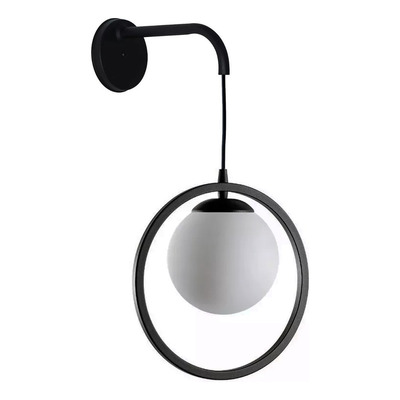 Aplique Marsella Negro Colgante Globo Opal Apto Led E27