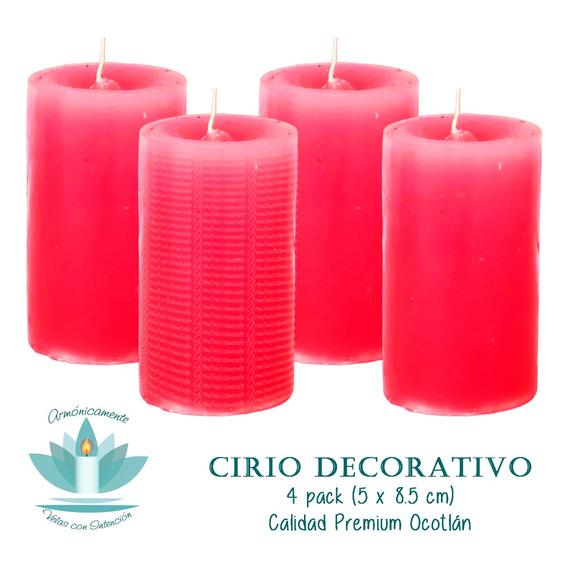 Cirio Decorativo Parafina Calidad Premium 5 X 8.5 Cm 4 Pack 