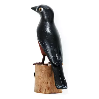 Escultura Em Madeira: Pássaro Curió (109