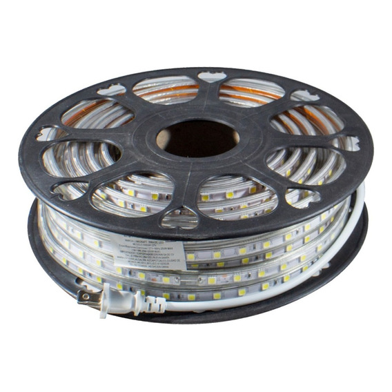 Manguera Led 5050 Luz Blanca Rollo 25 Metros C/ Clavija 110v Luz Blanco Frío