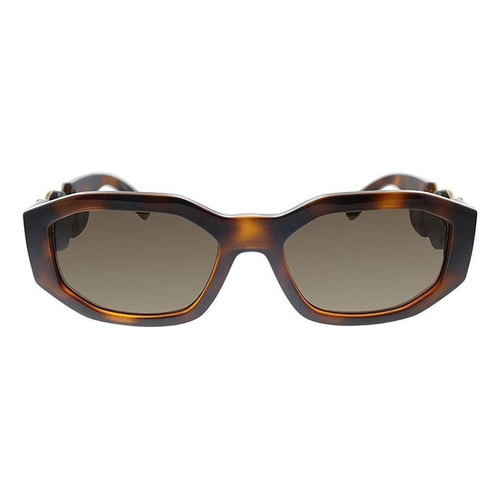Anteojos de sol Versace VE4361 con marco de plástico color havana, lente marrón clásica, varilla havana/dorada de plástico