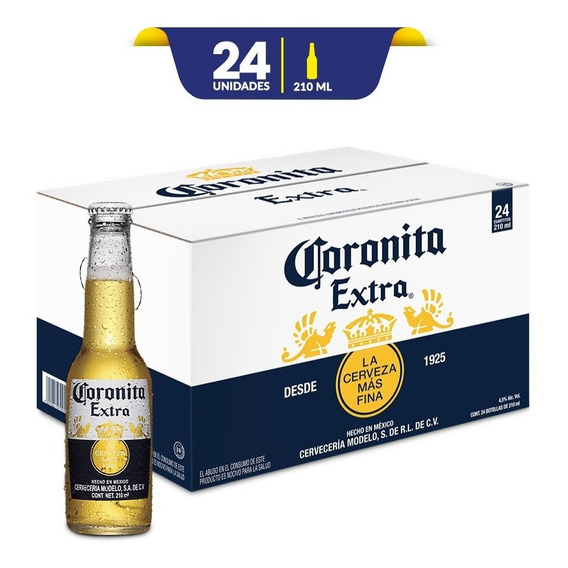 Cerveza Clara Coronita Extra , 24 Botellas De 210ml C/u