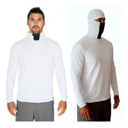 Camiseta Ninja Branca  Uv50+ Para Pesca Airsoft Ciclismo