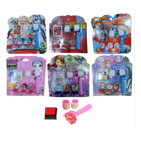 Set Sellos Infantiles X 6 Und Cars Frozen Piñatas Sorpresas 