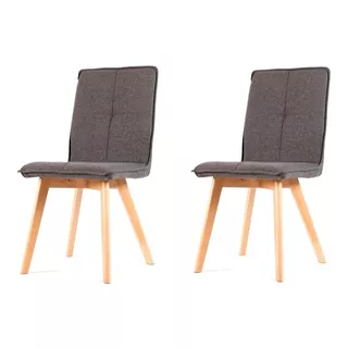 Silla Amanda Pack 2 Unid Chenille Y Madera