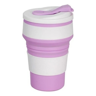 Vaso Plegable Jarro Térmico Mug Silicona Involcable Agarre Color Violeta