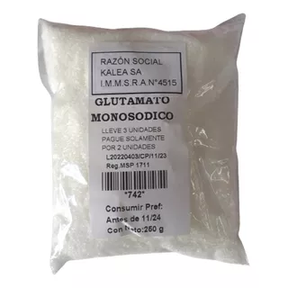 Glutamato Monosodico 250g Lleve 3 Pague 2