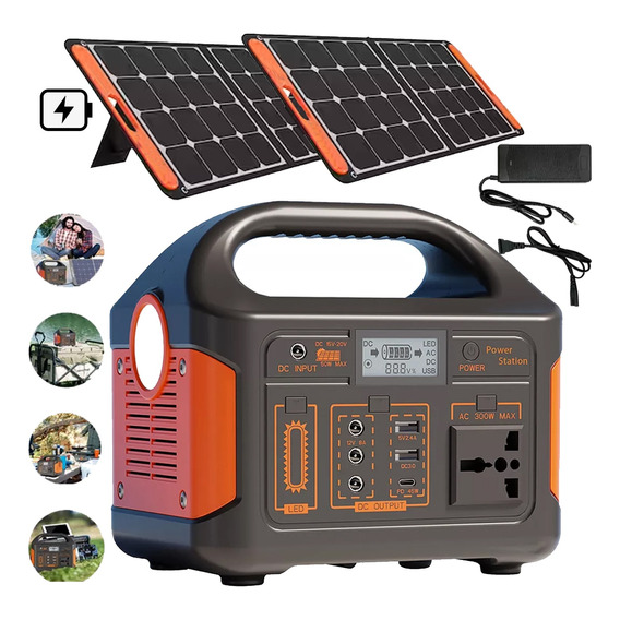Generador Solar Con Luz Portátil 300w/230wh 110v Power Bank