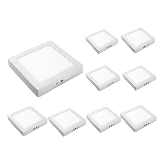 Pack10 Foco Led Panel Cuadrado Sobrepuesto 18w Luzfria/f027