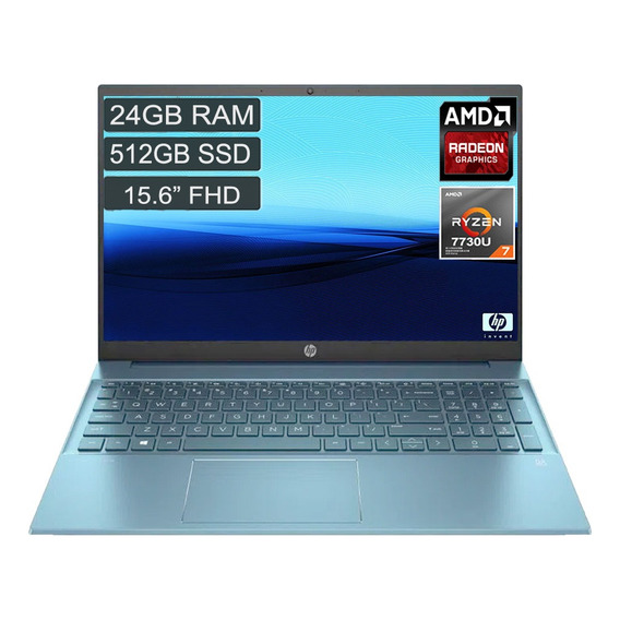 Portátil Hp Pavilion Eh3003la Ryzen7 7730u 24gb 512gb 15 Fhd Color Azul Niebla