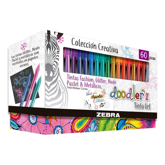60 Bolígrafos De Gel Zebra Metálicos, Pastel, Glitter Y Neón