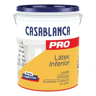 Pintura De Látex Casablanca Pro Interior Color Blanco Con Acabado Mate De 20l