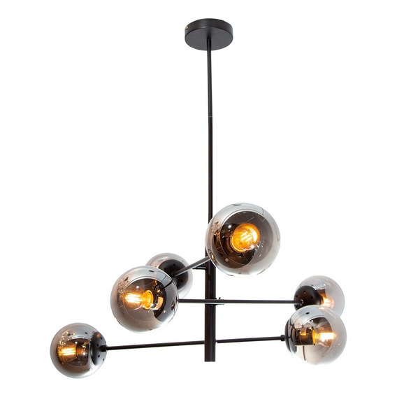 Lámpara Colgante Opulent Lights Moderna Negro E27 40w 6 Luce