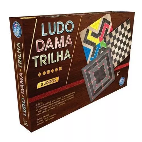 Jogo 3 em 1 Ludo, Dama e Trilha