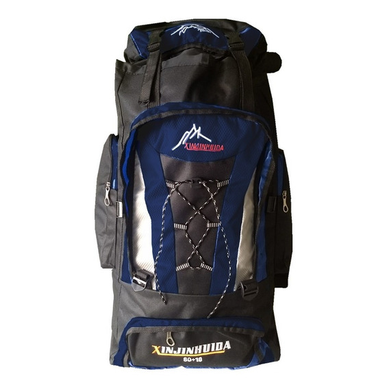 Mochila Mochileros Camping Trekking Negro Azul Oscuro 90l