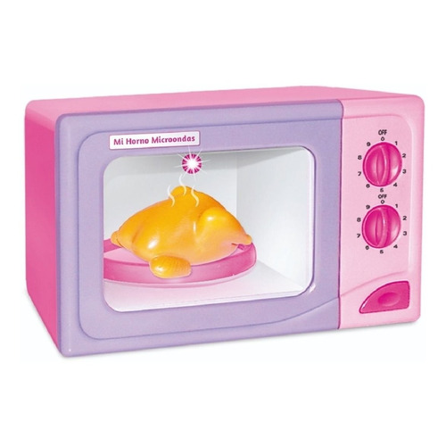 Horno Microondas Con Luz Y Movimiento Juego De Cocina Color Rosa chicle-azul