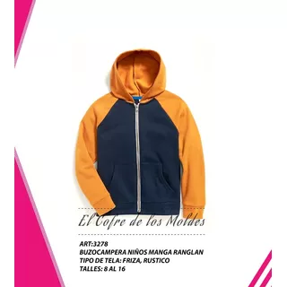 Molde Digital Campera Manga Raglan Niños,pack Talles 8 Al 16