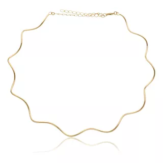 Choker Tendência Aro Ondulado Orgânico Folheado A Ouro 18k