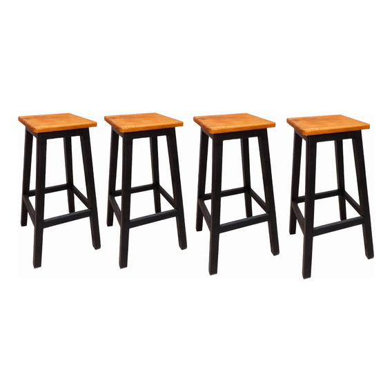 Set 4 Banco 50 Cm Madera Para Comedor Desayunador Bar Neca