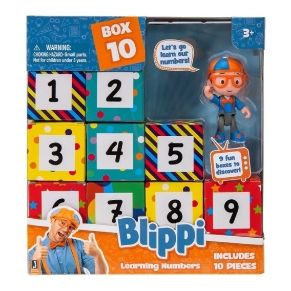 Blippi Muñeco + Caja Sorpresa Números - Original Wabro