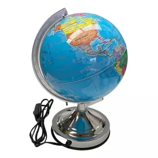 Globo Terraqueo 20cm Base Metalica Con Luz