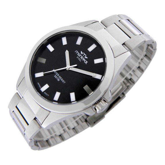 Reloj Montreal Hombre Ml1443 100% Acero Inox Resist Al Agua