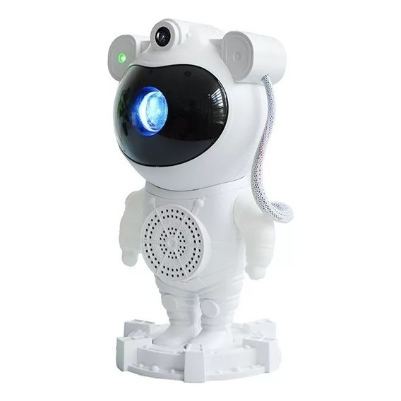 Lampara Proyector Led Astronauta Galaxia Parlante Bluetooth Estructura Blanco Pantalla Negro