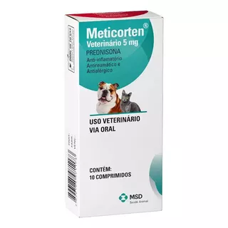 Meticorten 5mg Anti-inflamatório Cães E Gatos 10 Comprimidos