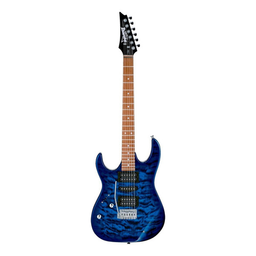 Guitarra eléctrica para zurdo Ibanez RG GIO GRX70QA de álamo transparent blue burst con diapasón de amaranto