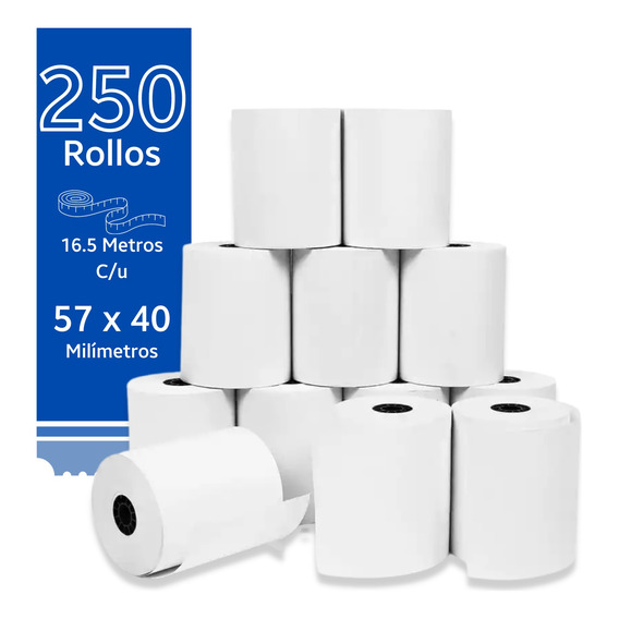 Rollos Papel Térmico 57x40 Impresora Térmica 58mm Negro 250