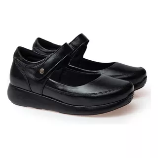 Sapato Casual Doctor Shoes Diabético Couro 1407 Preto
