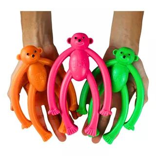 Brinquedos Mordedores Para Cachorros Bonecos De Macaquinhos Cor Laranja Rosa E Verde Big Bull Pet