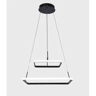 Lustre Pendente Led 2 Arcos Super Premium Quadrado Preto