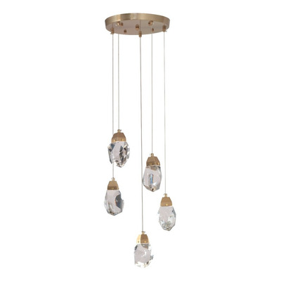 Colgante 5 Luces Edna Dorado Vidrio Led Deco Moderno Lk