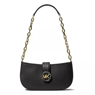 Bolsa Shoulder Bag Michael Kors Carmen Small Faux Leather Shoulder Bag Diseño Liso De Cuero Sintético  Negra Con Correa De Hombro Negra Asas Color Negro Y Herrajes Dorado