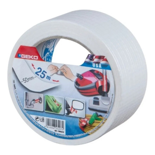 Cinta Duct Tape Multiproposito Geko 50 X 10mt Color Blanco