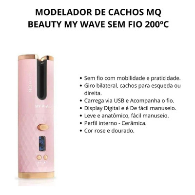 Modelador De Cachos Mq Beauty My Wave Sem Fio 200ºc