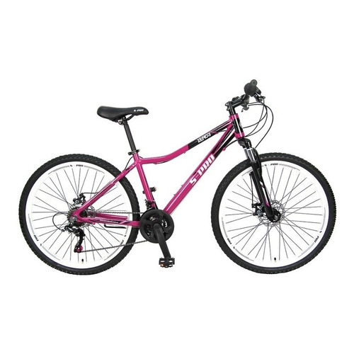 Mountain bike femenina S-Pro Zero 3  2023 R27.5 21v frenos de disco mecánico cambios Shimano Tourney TX50 color fucsia con pie de apoyo