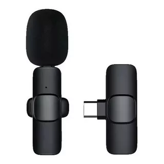 Micrófono Inalámbrico De Solapa Wireless Microphone K8 Compatible Con Android Usb C Tipo C, Color Negro