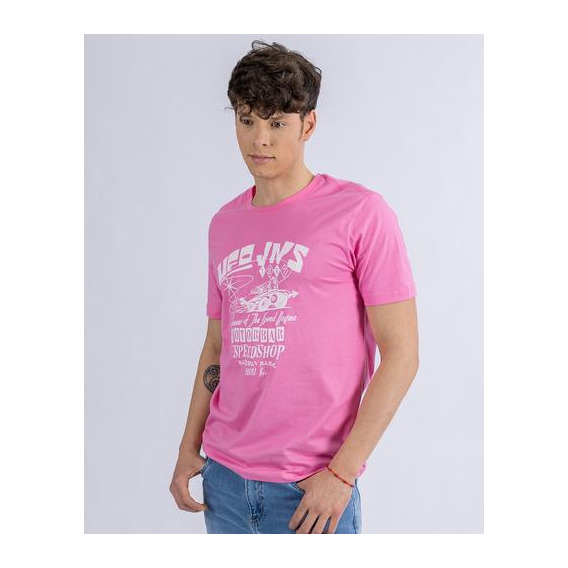 T-shirt En Algodon Estampada Para Hombre Ufo Speedway Rosada