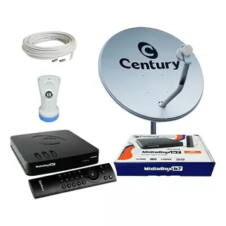 Kit Receptor Digital B7 Century + Antena + Lnbf + Cabo Cor Cinza