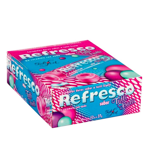 Pastillas caramelo Felfort  refresco sabor tutti frutti caja con 12 unidades