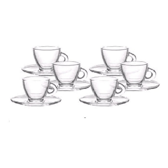 Set De 6 Tazas + 6 Platos Roma De Vidrio 225ml Yop