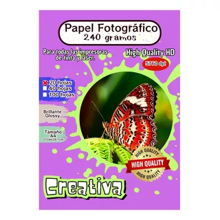 Papel Fotográfico Grueso 240 Gramos X 10 Paquetes 200 Hojas