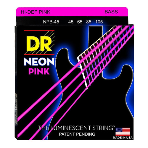 Cuerdas Dr Bajo Electrico Medium 45/105 Neon Pink