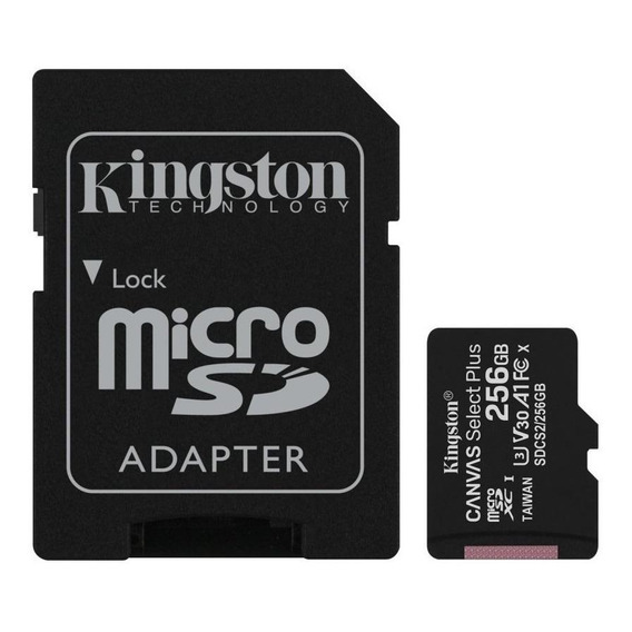 Tarjeta de memoria Kingston SDXC/256GB  Canvas Select Plus con adaptador SD 256GB